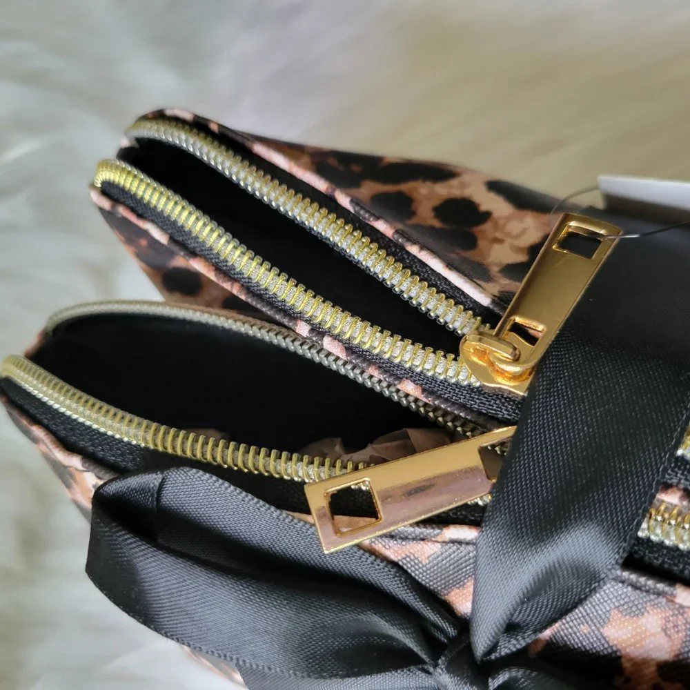 Leopard Print 2 Piece Cosmetic Bag Set